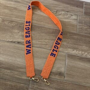 Beaded Guitar Strap Purse Strap Jen & Co. War Eagle Orange & Blue w/ Brass Clips